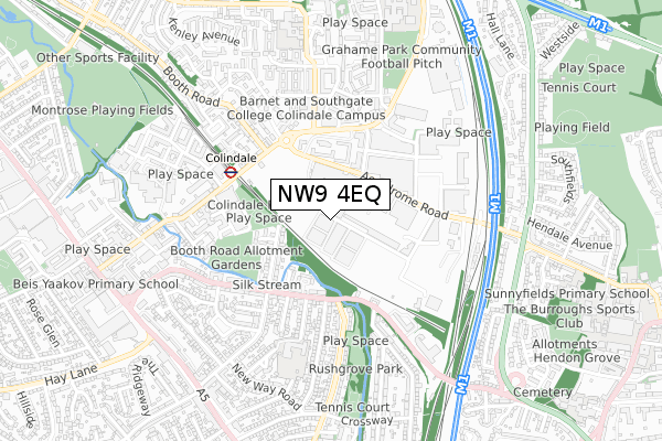 NW9 4EQ map - small scale - OS Open Zoomstack (Ordnance Survey)