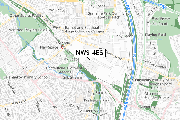 NW9 4ES map - small scale - OS Open Zoomstack (Ordnance Survey)