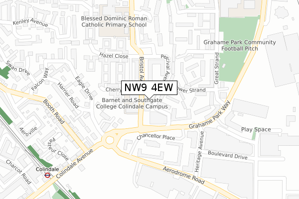 NW9 4EW map - large scale - OS Open Zoomstack (Ordnance Survey)