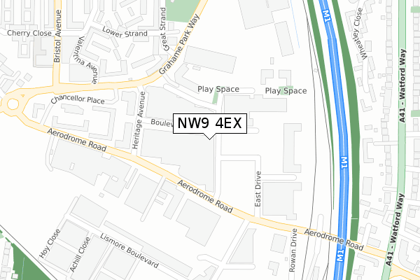 NW9 4EX map - large scale - OS Open Zoomstack (Ordnance Survey)
