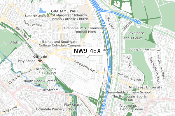NW9 4EX map - small scale - OS Open Zoomstack (Ordnance Survey)
