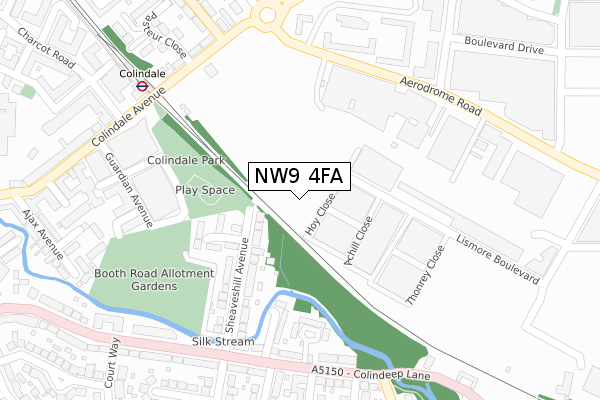 NW9 4FA map - large scale - OS Open Zoomstack (Ordnance Survey)