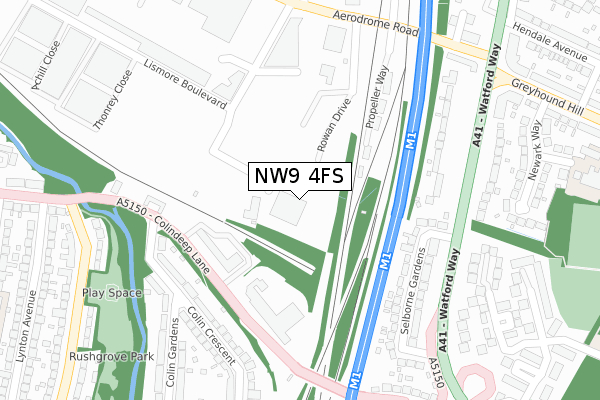 NW9 4FS map - large scale - OS Open Zoomstack (Ordnance Survey)