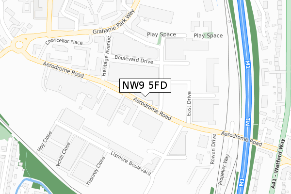 NW9 5FD map - large scale - OS Open Zoomstack (Ordnance Survey)