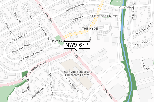 NW9 6FP map - large scale - OS Open Zoomstack (Ordnance Survey)