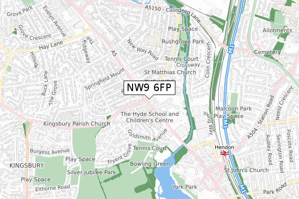 NW9 6FP map - small scale - OS Open Zoomstack (Ordnance Survey)