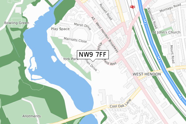 NW9 7FF map - large scale - OS Open Zoomstack (Ordnance Survey)