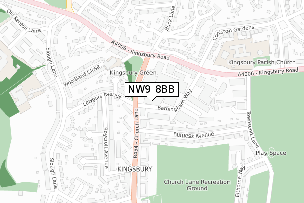 NW9 8BB map - large scale - OS Open Zoomstack (Ordnance Survey)