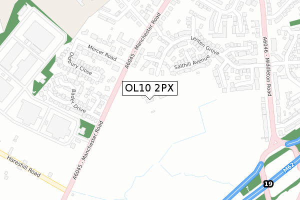 OL10 2PX map - large scale - OS Open Zoomstack (Ordnance Survey)