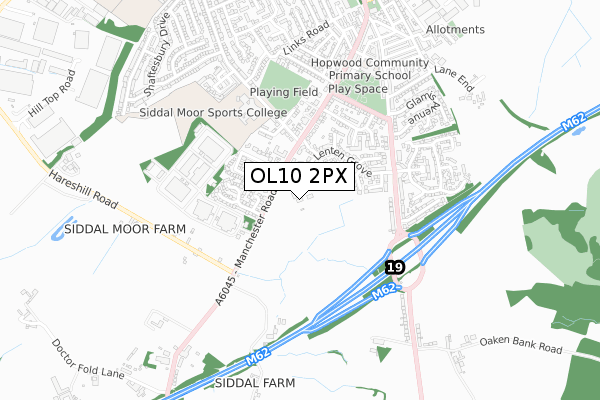 OL10 2PX map - small scale - OS Open Zoomstack (Ordnance Survey)