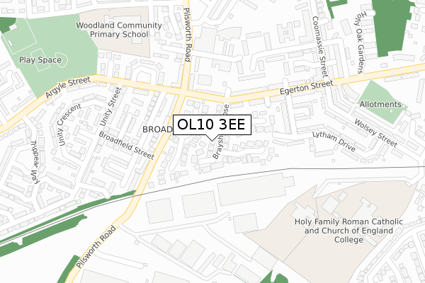 OL10 3EE map - large scale - OS Open Zoomstack (Ordnance Survey)