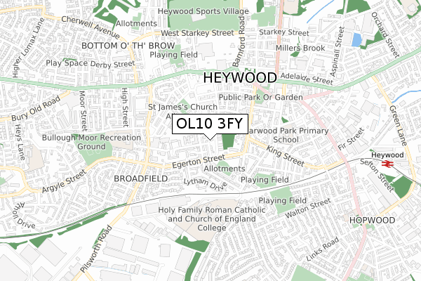 OL10 3FY map - small scale - OS Open Zoomstack (Ordnance Survey) OL10 3FY map - small scale - OS Open Zoomstack (Ordnance Survey)
