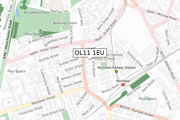 OL11 1EU map - large scale - OS Open Zoomstack (Ordnance Survey) OL11 1EU map - large scale - OS Open Zoomstack (Ordnance Survey)