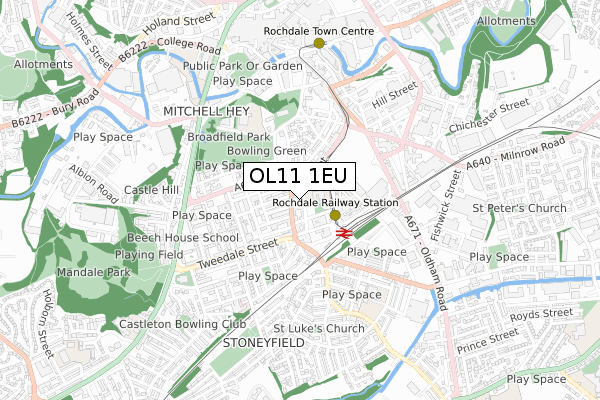 OL11 1EU map - small scale - OS Open Zoomstack (Ordnance Survey) OL11 1EU map - small scale - OS Open Zoomstack (Ordnance Survey)