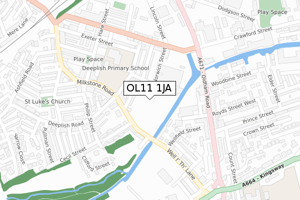OL11 1JA map - large scale - OS Open Zoomstack (Ordnance Survey) OL11 1JA map - large scale - OS Open Zoomstack (Ordnance Survey)