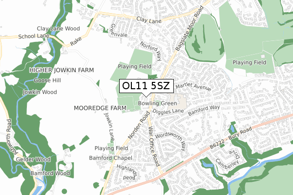 OL11 5SZ map - small scale - OS Open Zoomstack (Ordnance Survey) OL11 5SZ map - small scale - OS Open Zoomstack (Ordnance Survey)