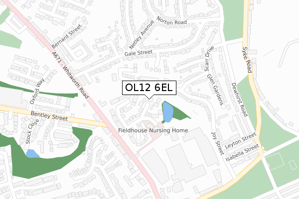OL12 6EL map - large scale - OS Open Zoomstack (Ordnance Survey)