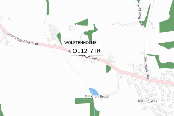 OL12 7TR map - large scale - OS Open Zoomstack (Ordnance Survey)