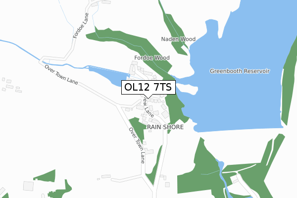 OL12 7TS map - large scale - OS Open Zoomstack (Ordnance Survey)