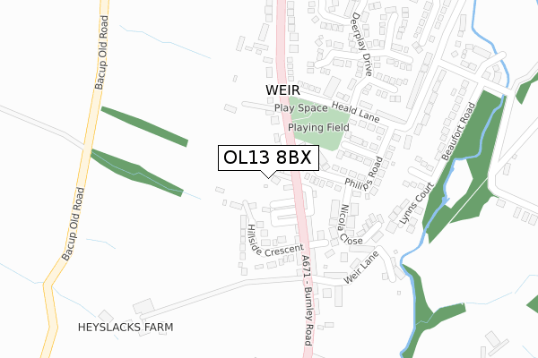 OL13 8BX map - large scale - OS Open Zoomstack (Ordnance Survey) OL13 8BX map - large scale - OS Open Zoomstack (Ordnance Survey)