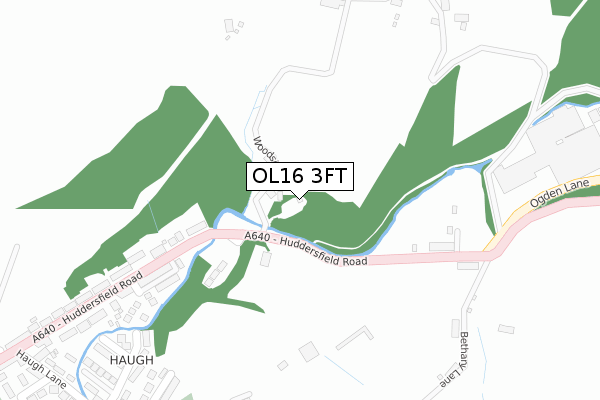OL16 3FT map - large scale - OS Open Zoomstack (Ordnance Survey)