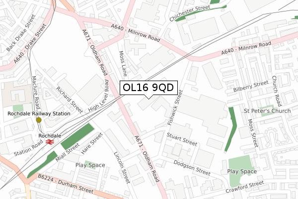OL16 9QD map - large scale - OS Open Zoomstack (Ordnance Survey) OL16 9QD map - large scale - OS Open Zoomstack (Ordnance Survey)