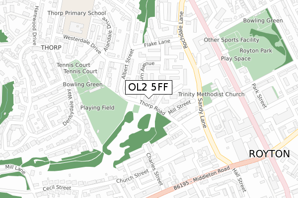 OL2 5FF map - large scale - OS Open Zoomstack (Ordnance Survey)