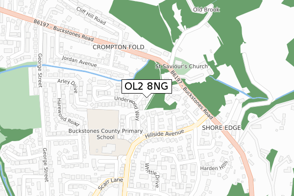 OL2 8NG map - large scale - OS Open Zoomstack (Ordnance Survey) OL2 8NG map - large scale - OS Open Zoomstack (Ordnance Survey)