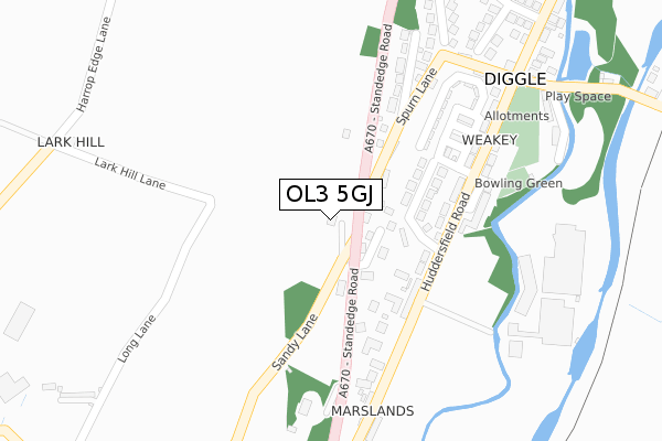OL3 5GJ map - large scale - OS Open Zoomstack (Ordnance Survey)