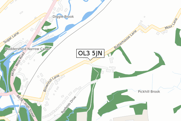 OL3 5JN map - large scale - OS Open Zoomstack (Ordnance Survey)