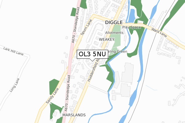 OL3 5NU map - large scale - OS Open Zoomstack (Ordnance Survey)