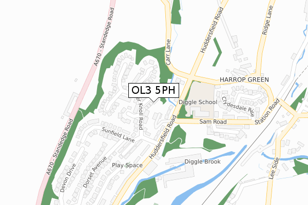 OL3 5PH map - large scale - OS Open Zoomstack (Ordnance Survey)