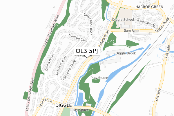 OL3 5PJ map - large scale - OS Open Zoomstack (Ordnance Survey)