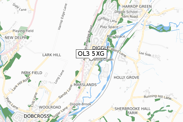 OL3 5XG map - small scale - OS Open Zoomstack (Ordnance Survey)