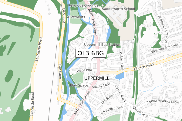 OL3 6BG map - large scale - OS Open Zoomstack (Ordnance Survey)