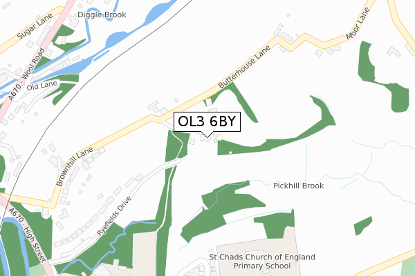 OL3 6BY map - large scale - OS Open Zoomstack (Ordnance Survey)