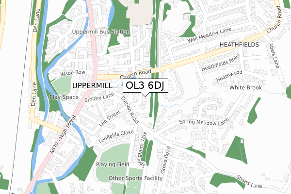 OL3 6DJ map - large scale - OS Open Zoomstack (Ordnance Survey)