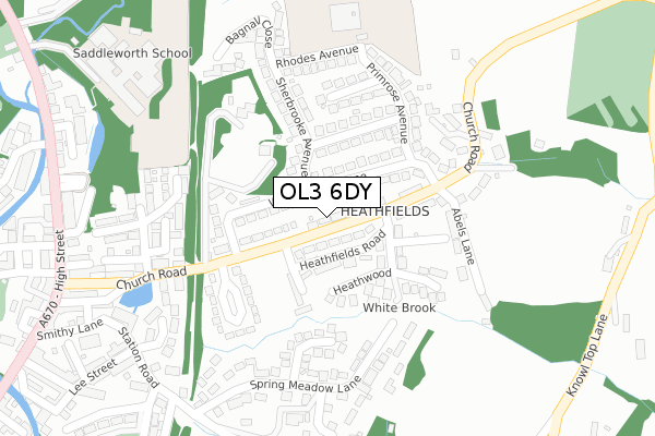 OL3 6DY map - large scale - OS Open Zoomstack (Ordnance Survey)
