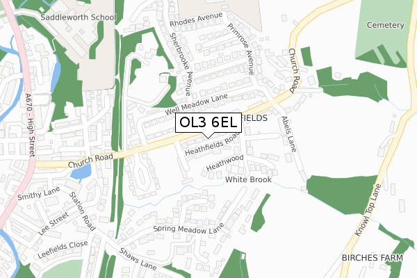 OL3 6EL map - large scale - OS Open Zoomstack (Ordnance Survey)