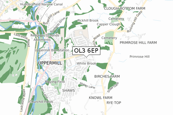 OL3 6EP map - small scale - OS Open Zoomstack (Ordnance Survey)