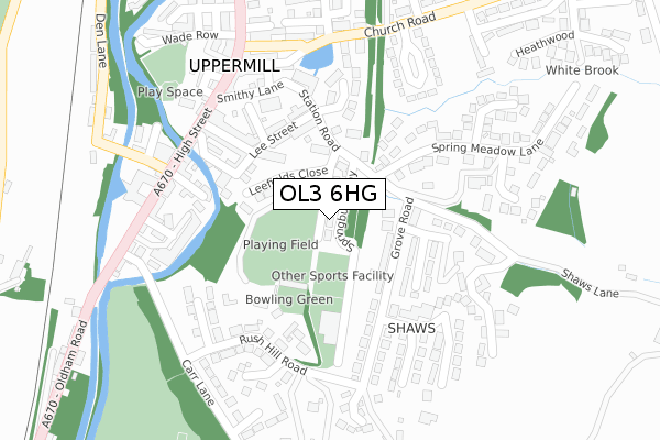 OL3 6HG map - large scale - OS Open Zoomstack (Ordnance Survey)