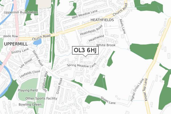 OL3 6HJ map - large scale - OS Open Zoomstack (Ordnance Survey)