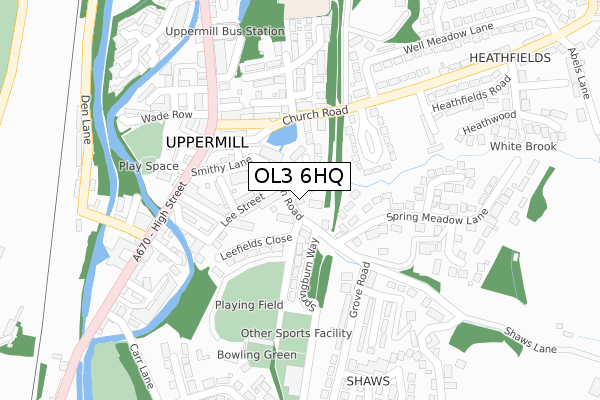 OL3 6HQ map - large scale - OS Open Zoomstack (Ordnance Survey)