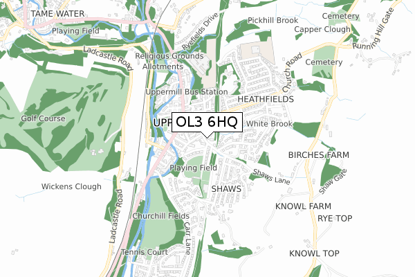 OL3 6HQ map - small scale - OS Open Zoomstack (Ordnance Survey)