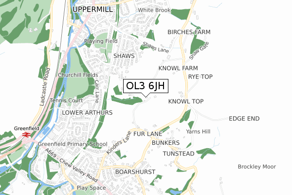 OL3 6JH map - small scale - OS Open Zoomstack (Ordnance Survey) OL3 6JH map - small scale - OS Open Zoomstack (Ordnance Survey)