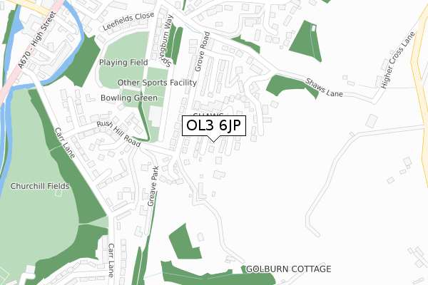 OL3 6JP map - large scale - OS Open Zoomstack (Ordnance Survey)