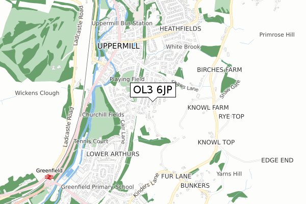 OL3 6JP map - small scale - OS Open Zoomstack (Ordnance Survey)