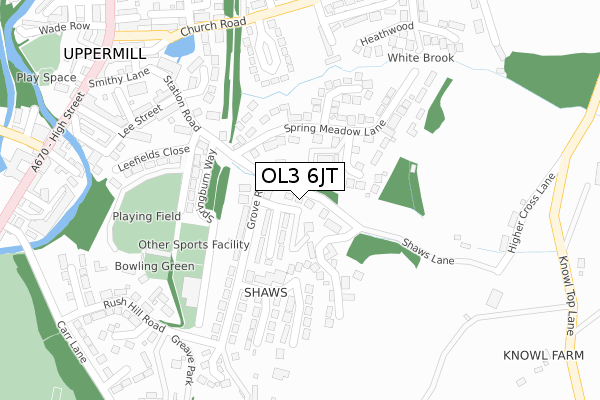 OL3 6JT map - large scale - OS Open Zoomstack (Ordnance Survey)