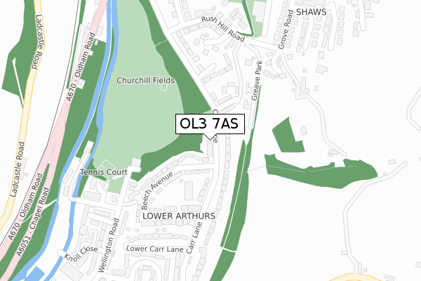OL3 7AS map - large scale - OS Open Zoomstack (Ordnance Survey)