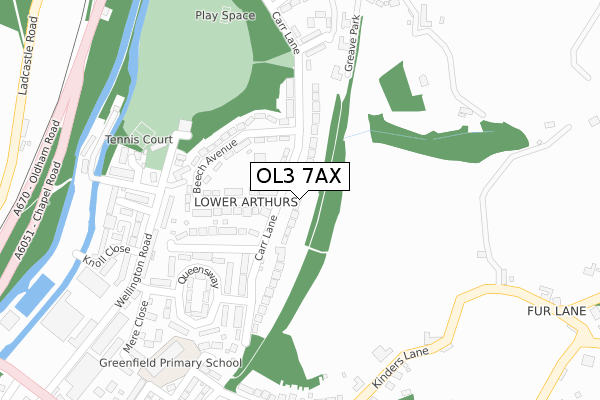 OL3 7AX map - large scale - OS Open Zoomstack (Ordnance Survey)